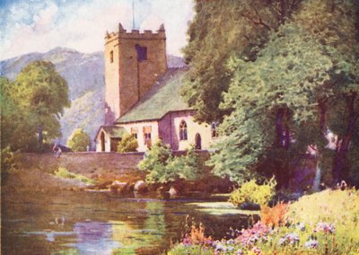 Lake District: Grasmere Church (színes litográfia) alkotó: Alfred Heaton Cooper