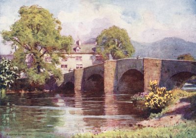 Lake District: Swan Inn, Newby Bridge, Windermere (színes litográfia) alkotó: Alfred Heaton Cooper