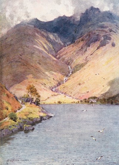 Lake District: Wastwater és Scawfell (színes litográfia) alkotó: Alfred Heaton Cooper