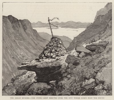Az Arran-gyilkosság, a Stone Cairn, amelyet azon Hely felett emeltek, ahol Rose holttestét megtalálták alkotó: Alfred Heaton Cooper
