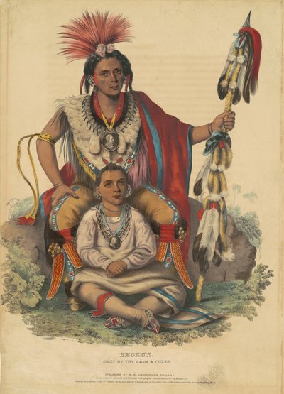Keokuk, a zsákok és rókák főnöke alkotó: Alfred Hoffy, after Charles Bird King