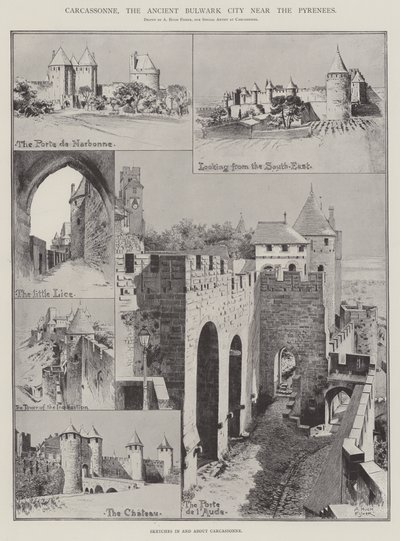 Carcassonne, az ősi bástyaváros a Pireneusok közelében alkotó: Alfred Hugh Fisher