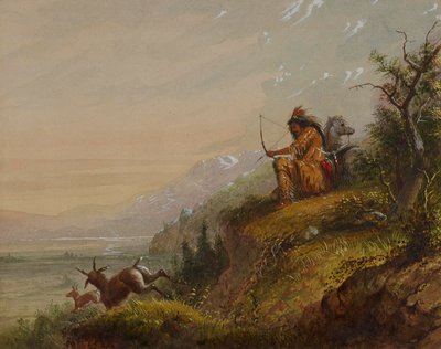 Egy antilopra lövő pawnee indián alkotó: Alfred Jacob Miller