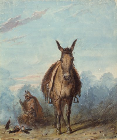 Egy trapper a magányos táborában, 1837 körül (akvarell, papír) alkotó: Alfred Jacob Miller