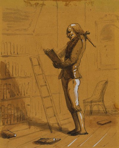 Bibliomán egy „Elzivirrel” a kezében! alkotó: Alfred Jacob Miller