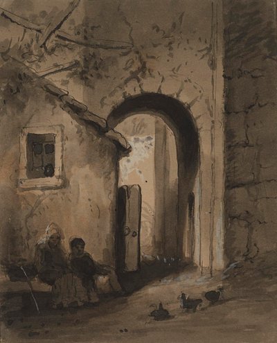 Gyermekek egy kapu előtt alkotó: Alfred Jacob Miller