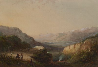 Távoli kilátás a tóra (A szelek hegye) alkotó: Alfred Jacob Miller
