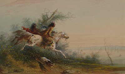 A Platte folyón úszó jávorszarvas alkotó: Alfred Jacob Miller