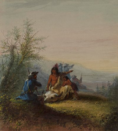 Egy hegyilakó és egy kansasi indián csoportja alkotó: Alfred Jacob Miller