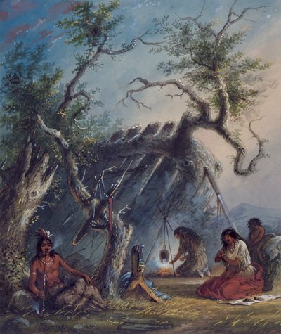 Indián kunyhó alkotó: Alfred Jacob Miller