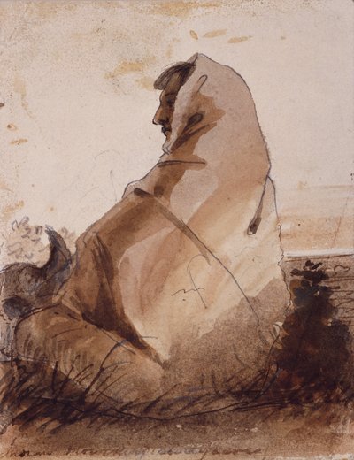 Indiai siralom egy sír felett, bivalykoponyával jelölve, 1837 körül (ceruza, toll és tinta, valamint papírra mosás) alkotó: Alfred Jacob Miller
