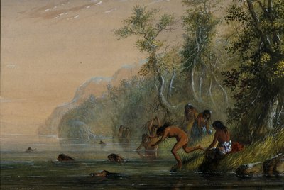 Indián nők: úszás alkotó: Alfred Jacob Miller