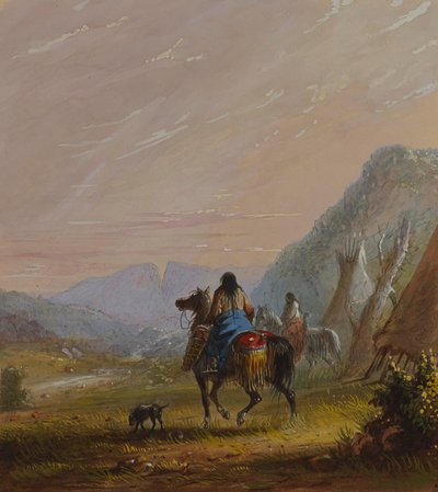 Lóháton ülő indián nők a Cut Rocks környékén alkotó: Alfred Jacob Miller