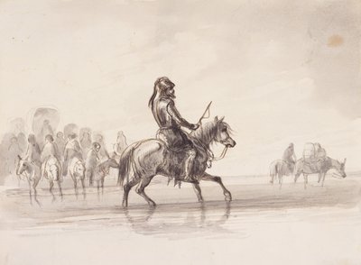 Jim Bridger, angol páncélruhában, 1837 körül (toll és tinta, valamint papírra mosás) alkotó: Alfred Jacob Miller