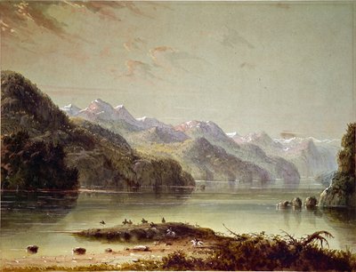 Tóparti látkép (Wind River-hegy) alkotó: Alfred Jacob Miller