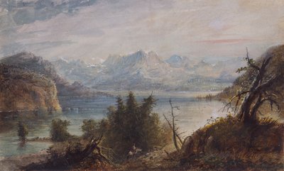 Lake, Wind River Hegylánc, 1837 körül (akvarell, papír) alkotó: Alfred Jacob Miller