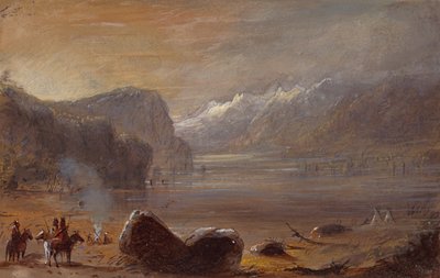 Lake, Wind River Range, 1837 körül (ceruza, akvarell és gouache papíron) alkotó: Alfred Jacob Miller