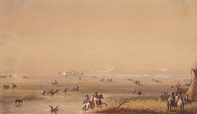 Jelenet Fort Laramie közelében, 1837 körül (ceruza, akvarell és gouache papíron) alkotó: Alfred Jacob Miller