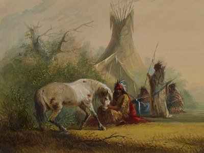 Sosoni indián és kedvenc lova alkotó: Alfred Jacob Miller