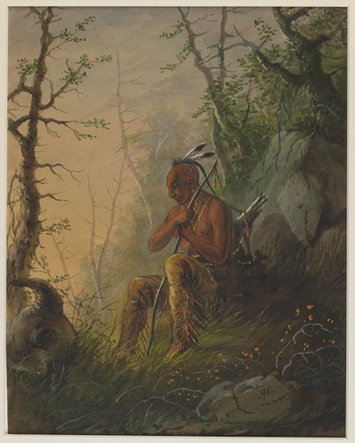 Egy sioux indián egy sírnál alkotó: Alfred Jacob Miller