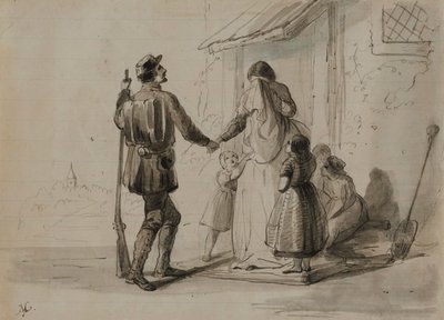 Háború. Indulás a frontra alkotó: Alfred Jacob Miller