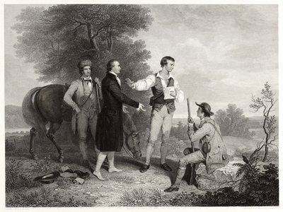 Andre őrnagy elfogása, Asher B. Durand nyomán, 1846 körül (metszet) alkotó: Alfred Jones