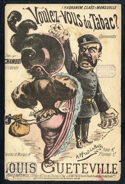 Alfred Le Petité (1841-1909) illusztrációja a "Chanson illustree"-ben, 1900 körül - Vouvous du tabac. Louis Gueteville - Dohányzás, dohányzás, dohányzás alkotó: Alfred Le Petit