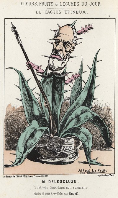 Le Cactus Spineux: Rajzfilm Louis Charles Delescluze-ról (1809 - 1871) - ill. 1871.01.16-tól a „Nap virágai, gyümölcsei és zöldségei” c. alkotó: Alfred Le Petit