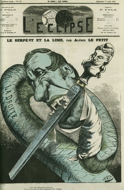 A kígyó és a reszelő, a jobboldali kígyó a Köztársaságra szúrja a fogát. A. Le petit „” L
