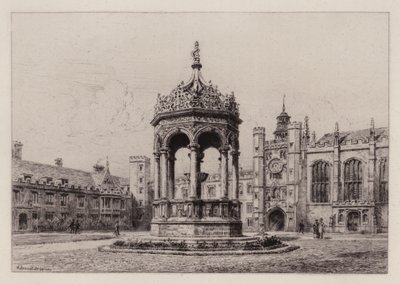 Cambridge: The Great Court of Trinity College (rézkarc) alkotó: Alfred Louis Brunet Debaines