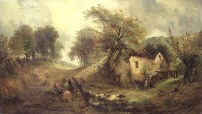 Gyerekek egy malom melletti ösvényen alkotó: Alfred Montague