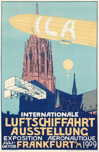 Reklámplakát az 1909-es frankfurti nemzetközi léghajózási kiállításra alkotó: Alfred Nathaniel Oppenheim