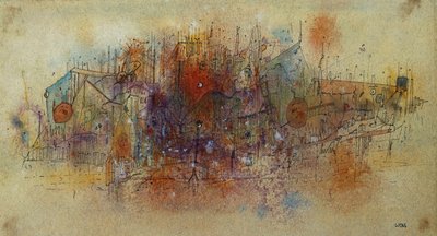 Cím nélkül, 1943-44 körül. (akvarell, toll és tinta papíron) alkotó: Alfred Otto Wolfgang Schulze Wols
