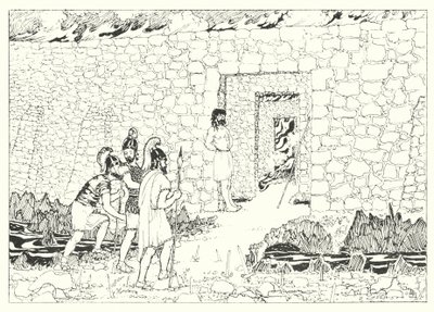 Lucian A True History című műve: A gyötrelem szigetének bejárata (metszet) alkotó: Alfred Payne Garnett