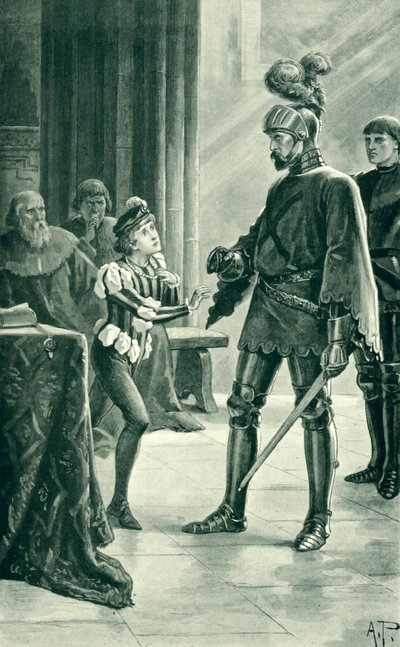 Sir Andrew Wood admirális és IV. Jakab, illusztráció Thomas Thomson "A History of the Scottish People" című művéből. alkotó: Alfred Pearse