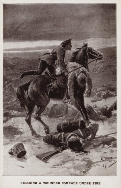 Egy sebesült elvtárs megmentése tűz alatt, I. világháború alkotó: Alfred Pearse