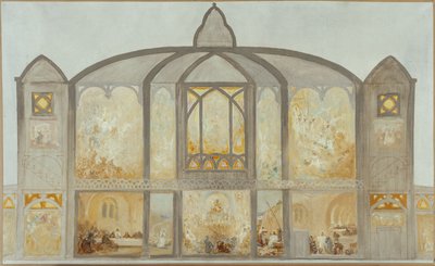Vázlat a Saint-Jean de Montmartre templomhoz, 1900 körül (olaj) alkotó: Alfred Plauzeau