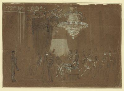 Temetési szertartás Ellsworth ezredes felett a Fehér Ház keleti szobájában Absztrakt/médium alkotó: Alfred R. Waud