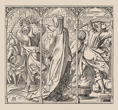 Die Nibelungen. Hogyan adott parancsot a királynő a csarnok felgyújtására, 1840-1841. alkotó: Alfred Rethel