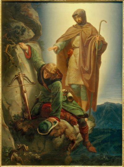 Az őrangyal megmenti Maximiliant Martinswandban / Rethelben alkotó: Alfred Rethel