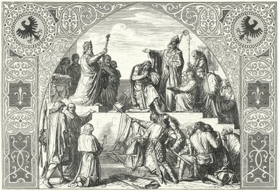 Widukind szász főispán megkeresztelkedése, 785 (metszet) alkotó: Alfred Rethel
