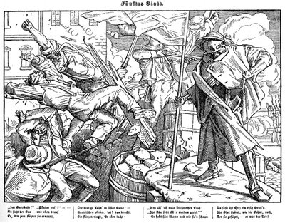 Totentanz 1848: A halál vezeti a forradalmi polgárokat alkotó: Alfred Rethel