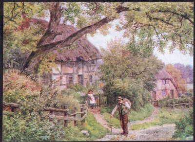 Lane, Houghton, Suffolk, a The Cottages and the Village Life of Rural Englandből, amelyet a Dent & Sons Limited adott ki, 1912 alkotó: Alfred Robert Quinton