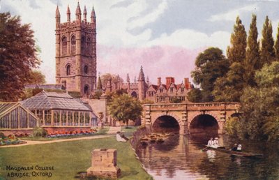 Oxford: Magdalen College és Bridge (színes litográfia) alkotó: Alfred Robert Quinton