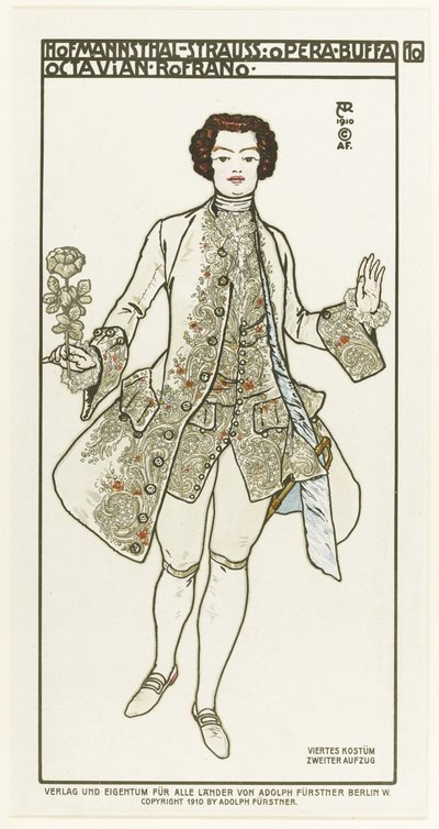 Jelmeztervezés Richard Strauss Der Rosenkavalier A rózsa lovag című operájához, 1910 alkotó: Alfred Roller