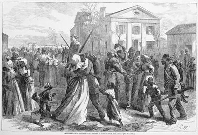 Mustered Out Színes önkéntesek az arkansasi Little Rockban, a Harpers Weekly kocsmától. 1866 alkotó: Alfred Rudolph Waud