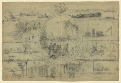 A Dutch Gap-csatornához kapcsolódó jelenetek alkotó: Alfred Rudolph Waud
