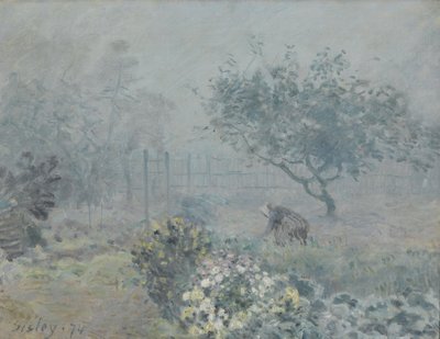 Köd, szomszédok, 1874 alkotó: Alfred Sisley