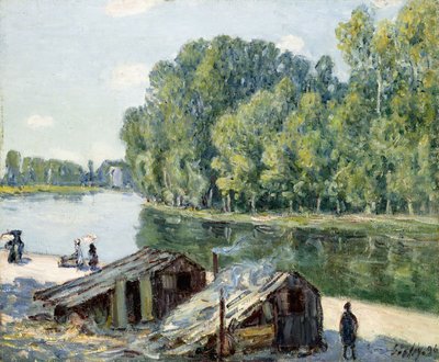 Kunyhók a Canal du Loing mentén, napfény hatása, 1896 alkotó: Alfred Sisley