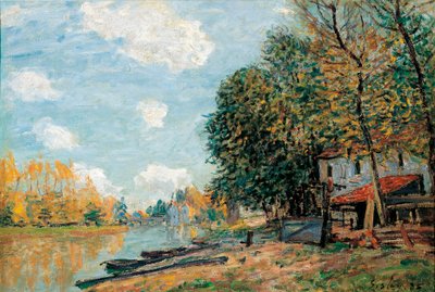 Moret, Les rives de la riviere Loing - Alfred Sisley peinture (1839-1899) - Moret, A Loing folyó partja - Alfred Sisley (1839-1899) olaj, vászon alkotó: Alfred Sisley